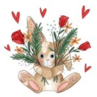 liefdekaart konijn bloemen matia studio
